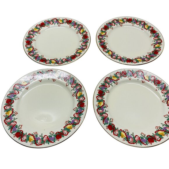 Classic Traditions Cranberry Holi-Dazzle Dessert Plates Set of 4 Fine China 7.5 - Picture 3 of 6